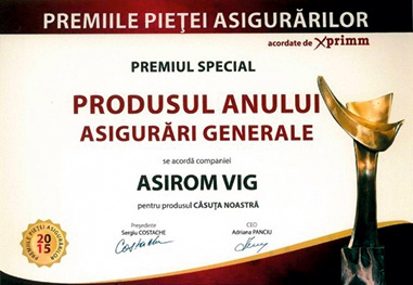 “Product of the Year” certificate for Asirom's “Casuta Noastra” (photo, © XPrimm)