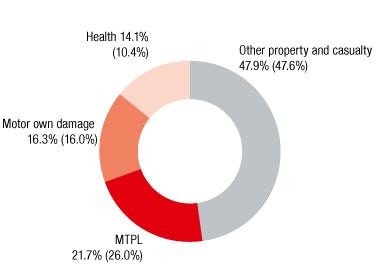 Turkey/Georgia – Premiums by line of business (ring chart)